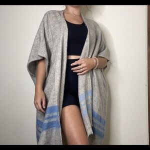 LOFT New Heather Gray and Blue Poncho Size XS/S Over.sized Made In India